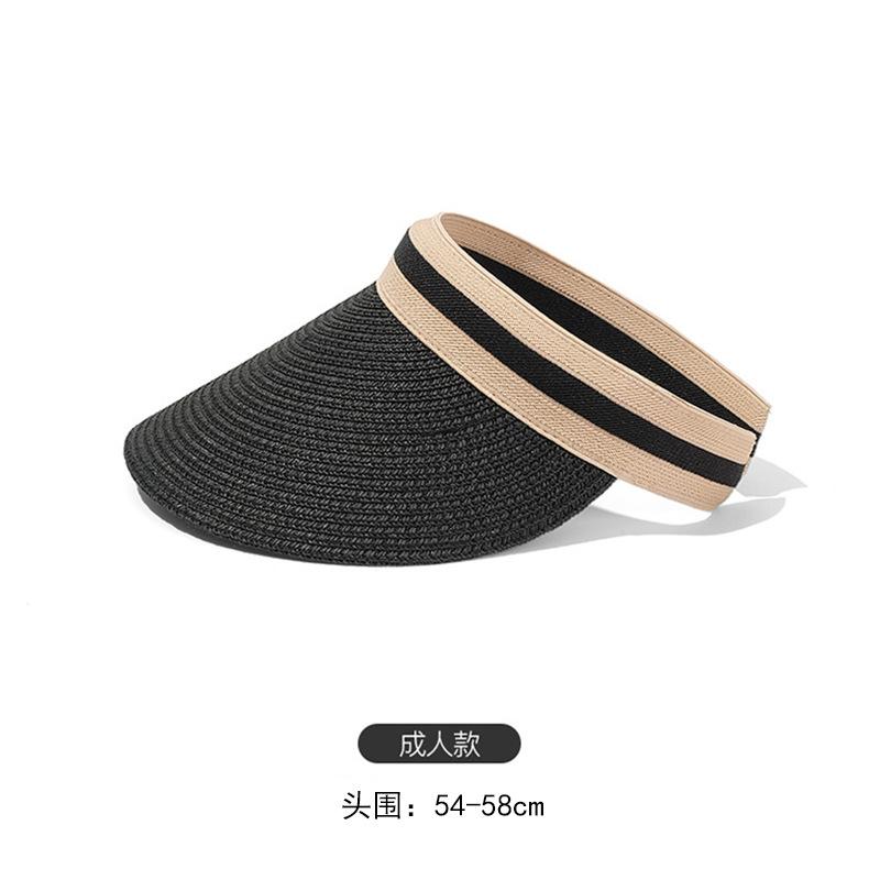 

Y2K Women s Visor Beach Hat Packable Straw Caps Summer Empty Top Hats with Decoration Pearl Beach Outdoor