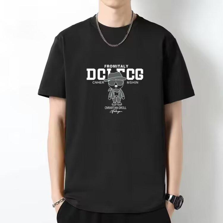 Summer Models Loose Short-sleeved T-shirt Men's Fashion Tops Round Neck Casual T-shirt Cartoon Printing