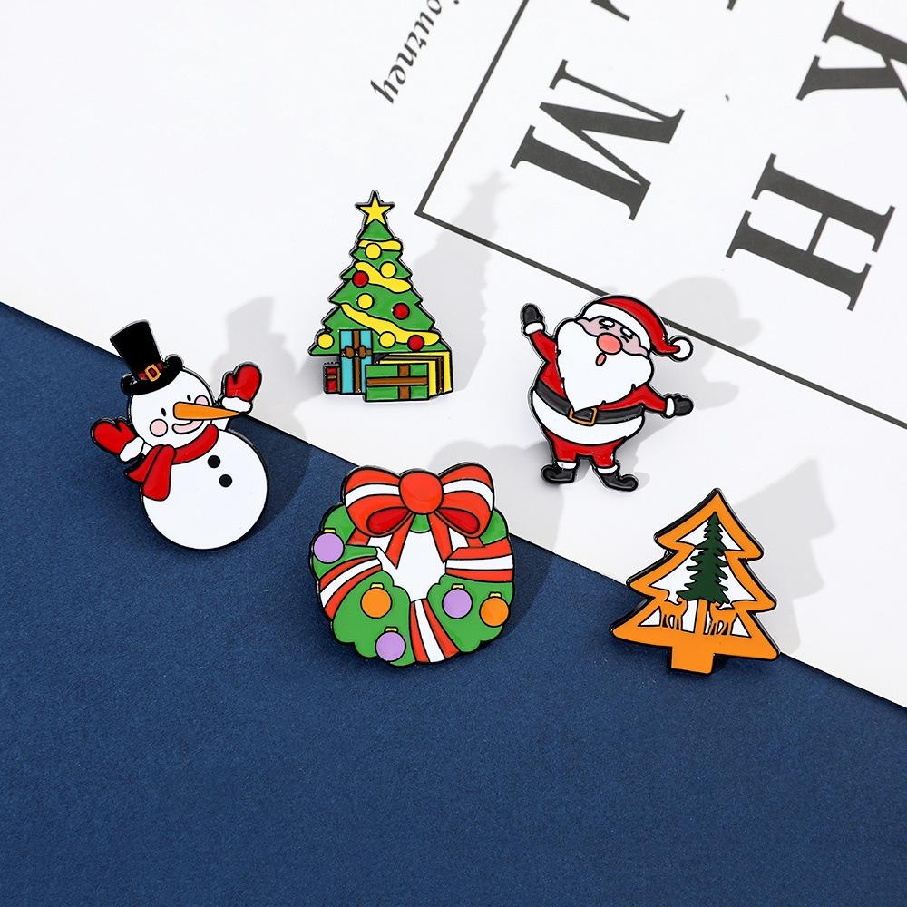 Fashionable Christmas Brooch Snowman Christmas Tree Pins Santa Claus Brooch  New Year Pins