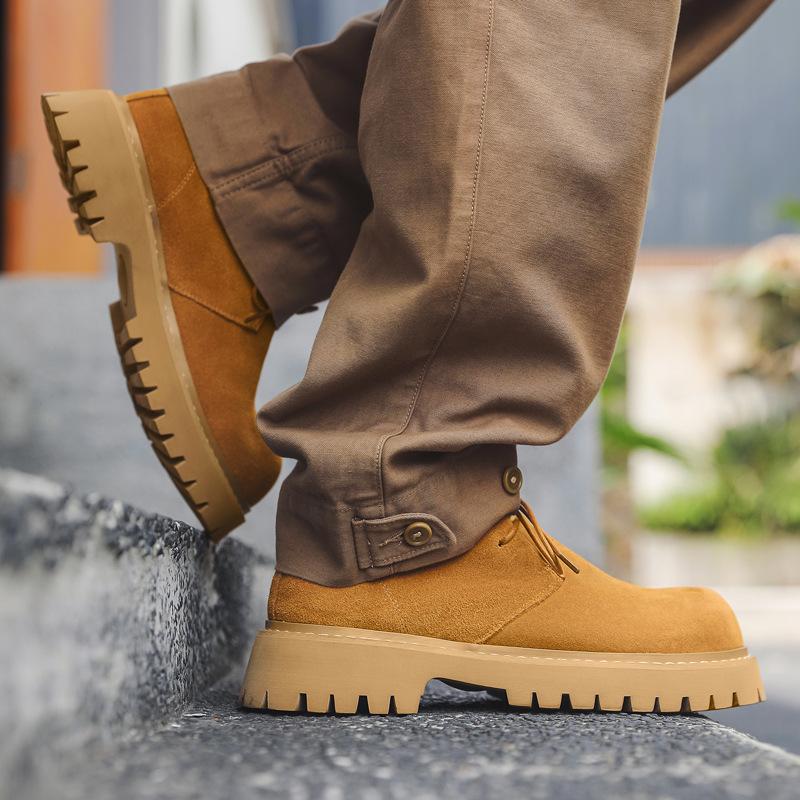 Derby shoes 2024 new summer low-top Martin boots men's retro tooling shoes breathable fur shoes 7302-J