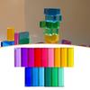 15x Rainbow Blocks Birthday Gifts Translucent Rectangle Learn Color Sensory Training Toys Stacking
