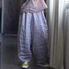 Johnature Women Solid Color Wide Leg Pants Elastic Waist Spring Trouser Casual Women Long Pants
