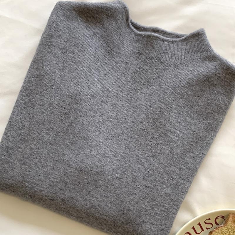 Women's Half Turtleneck Knitted Base Shirt Soft Skin-Friendly Pullover Sweater Autumn Winter Solid Color Stretch Knit Top