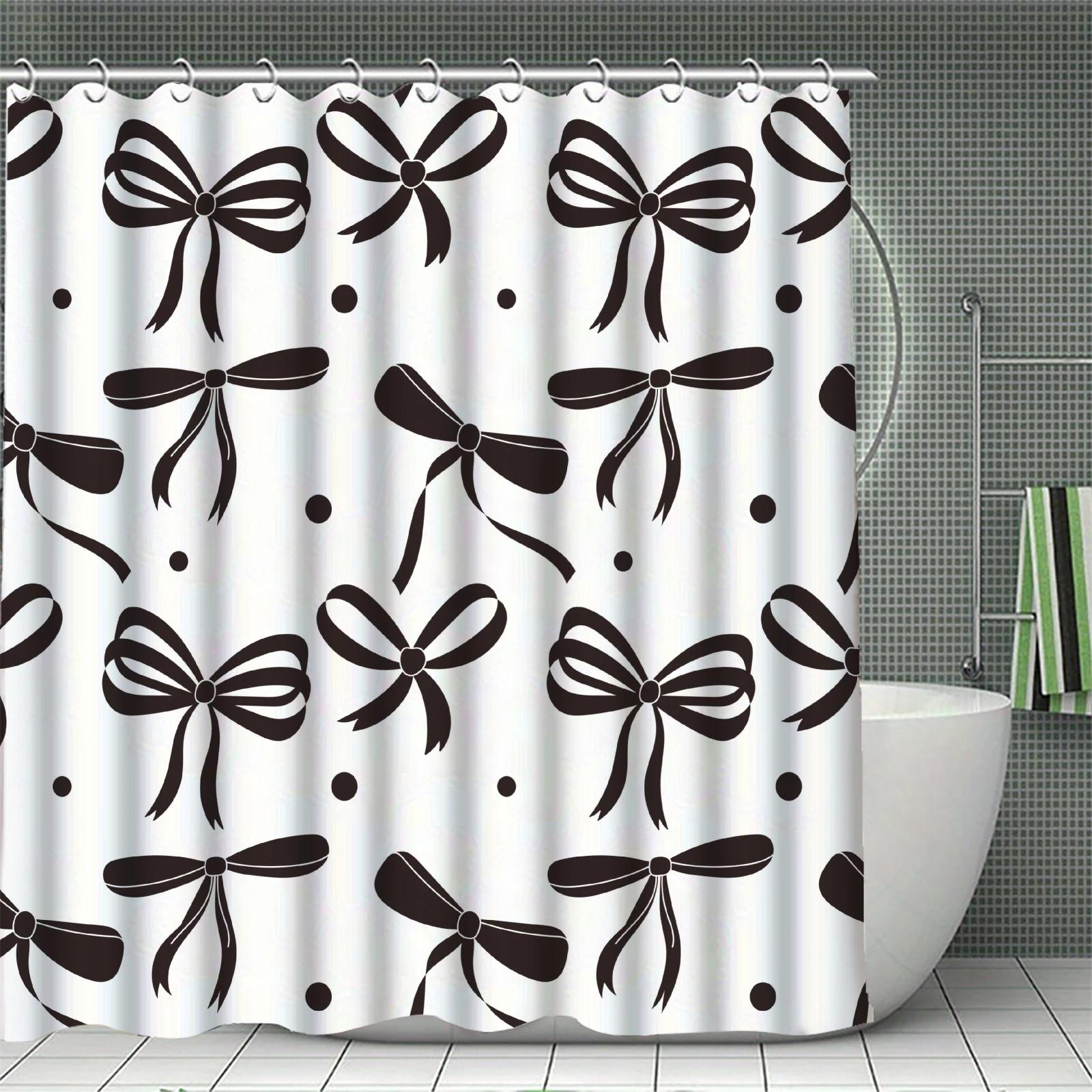 

3D Дизайн Бантика Черно-розовый Разные стили Занавеска для душа с бантиком Водонепроницаемая ткань Занавеска для ванной 1pc90x180curtain