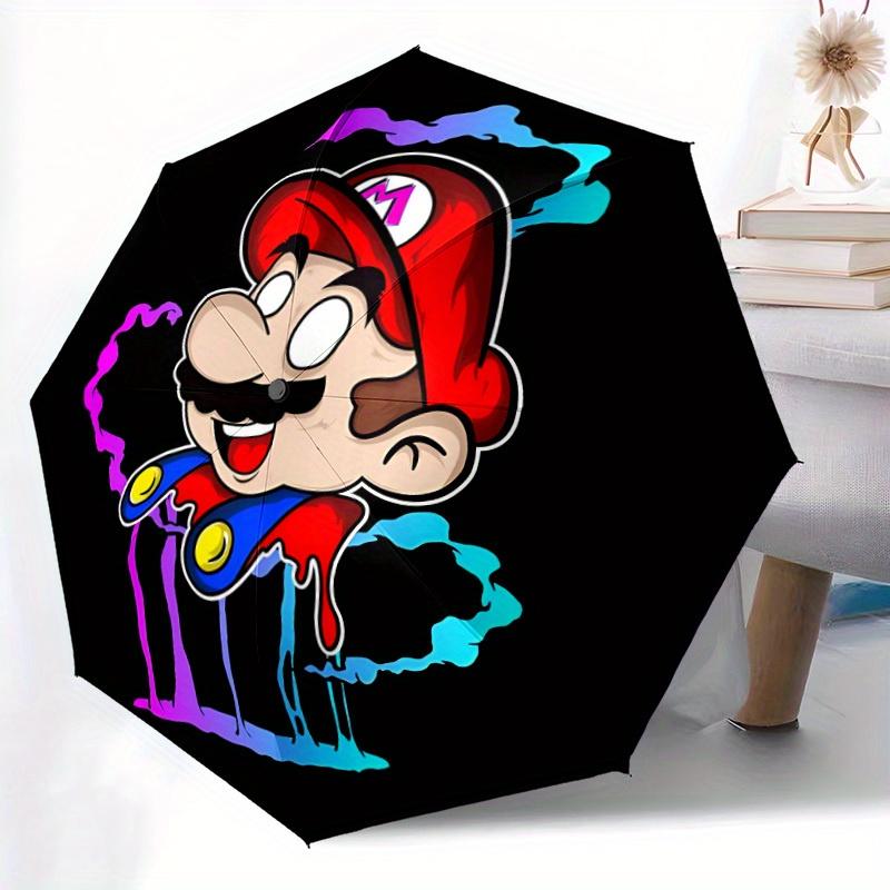 1pc Mario Automatic Open/close Folding Portable Umbrella with 8-Rib Structure for Women/Men, All-Season Use a0901055