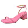 Great To Wear One-word Open-toed Sandals for Women In Summer 2025, New Pink Thick Heel Non-slip Empty Shoes for Women's Sandals