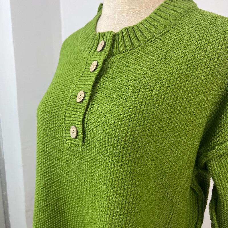 Button Up Pullover, Solid Color Pullover, V-neck Knit Sweater, Women's Streetwear, Trendy Sweater, Women's Plus Size, Worn Inside Out