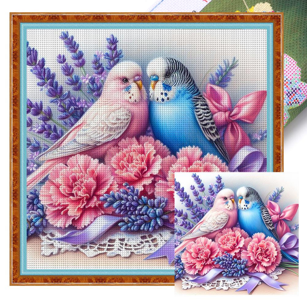 1 Set Full Embroidery Cotton Thread 11CT Printed Fantasy Flowers Cross Stitch Kits DIY Arts Ornament Home Decorations 40x40cm