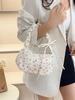 Nylon Floral Canvas Bag For Women With Bow Detail Perfect For Daily Casual Use