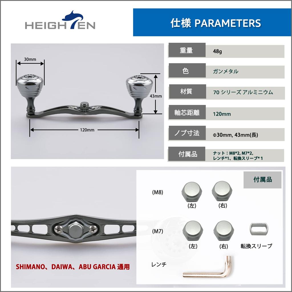 HEIGHTEN 120mm Baitcasting Reel Handle for Shimano, Daiwa, and Abu Garcia Spider Series Baitcasting Reels (120mm, Gunmetal) (124)