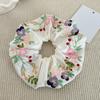 Floral Scrunchies Satin Scrunchies Embroidery Flower Scrunchies Aesthetic Elastic Hair Band No Damage Hair Ties Blossom Ponytail Holders for Women