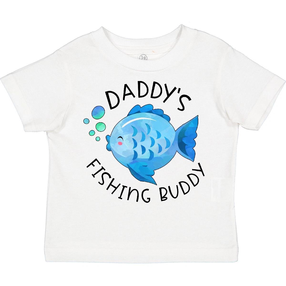 Inktastic Daddy s Fishing Buddy With Cute Blue Fish Toddler T-Shirt Kids Daddy 110
