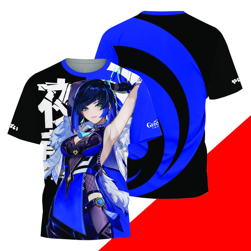 Spiel Genshin Impact Alle Rollen Cosplay T-Shirt 3D Raiden Shogun Druck Anime T-Shirts Sommer Herren Damen Harajuku Lässig Street Y2k Oberteile
