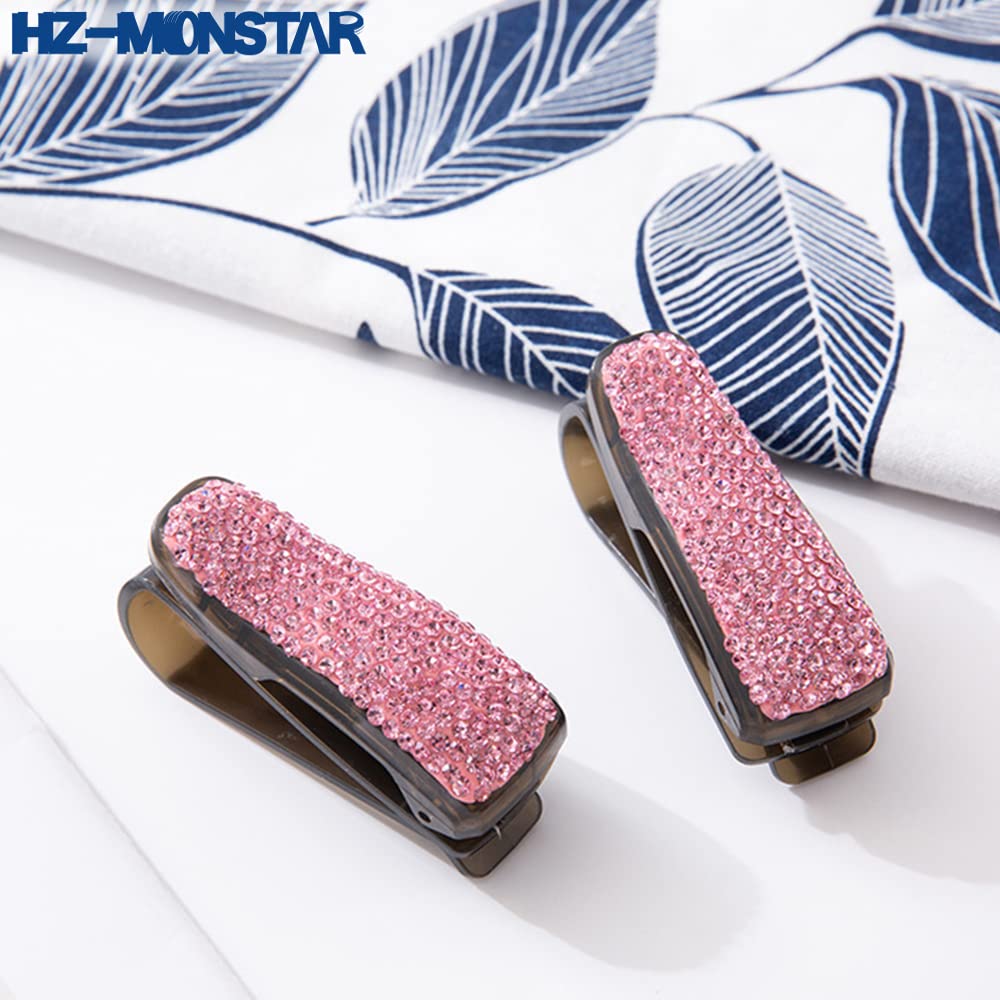 Eyeglass Holder for Car Sun Card Clip with Diamond for Car Windshield Upper Sunglasses Eyeglass Fits Sun Visors up to Clips up to 8mm HZ-MONSTAR