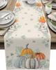 Fall Thanksgiving Pumpkin Linen Table Runner Holiday Party Decor Washable Kitchen Dining Table Runner Autumn Decorations
