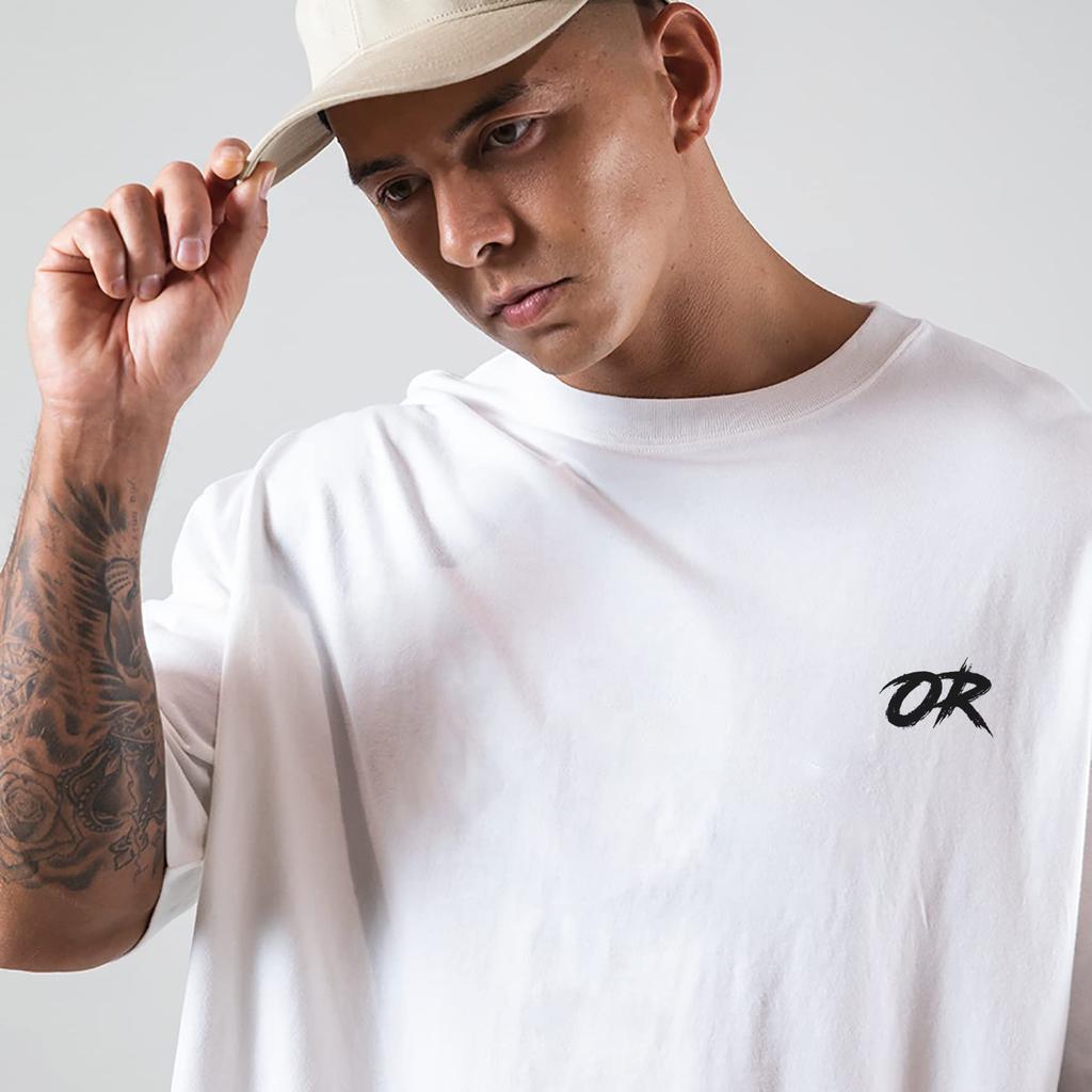 OROLN Gym Short Solid for Strength Training and Strength Training T-Shirt, Men's, Oversized, Sleeve, Stretch, Breathable, Sweat-Wicking, Color, (White