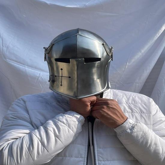 Handcrafted Steel Barbuta Helmet  Medieval Knight Armor Cosplay, LARP Costume