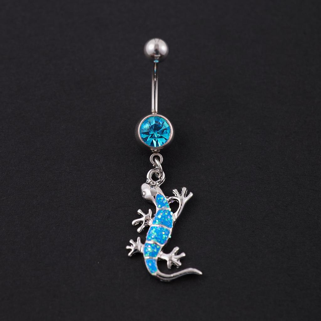 Eidechse Bauchnabelring Edelstahl Gecko Nagelmuster Stranging Schmuck
