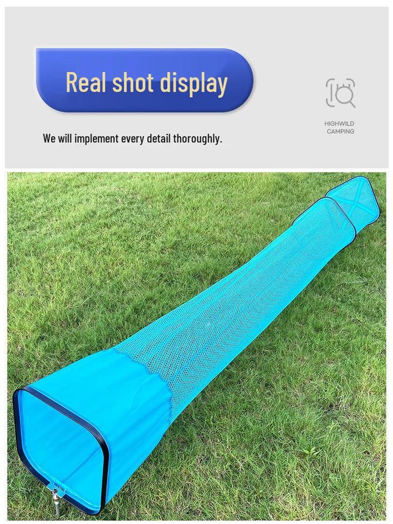 Sky Blue Square Portable Fish Basket with Chair and Net