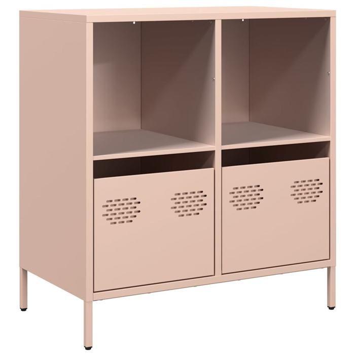 VidaXL Buffet rose 68x39x73,5 cm acier laminé à froid, meuble de rangement, meuble de rangement de cuisine, meuble de 851359