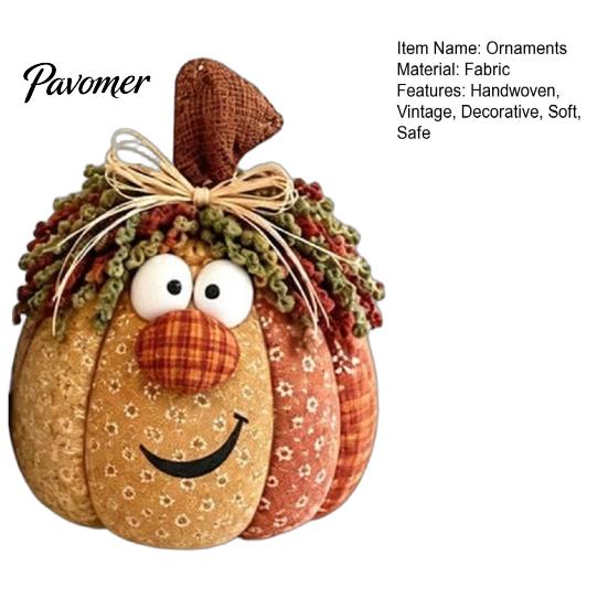Soft Fabric Ornaments for Living Room Whimsical Patchwork Pumpkin, Pumpkin Table Decor, Cute Smiling Face Unique Handmade Gifts Autumn Harvest