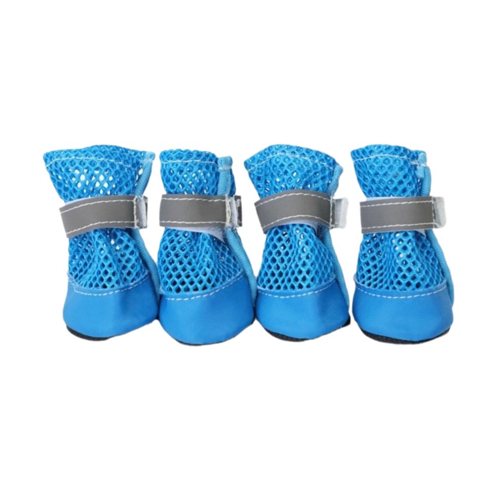 

4PCS/SET Breathable Pet Mesh Shoes Wear-Resistant Pet Footwear Comfortable Dog Sneakers Walking size 1 синий