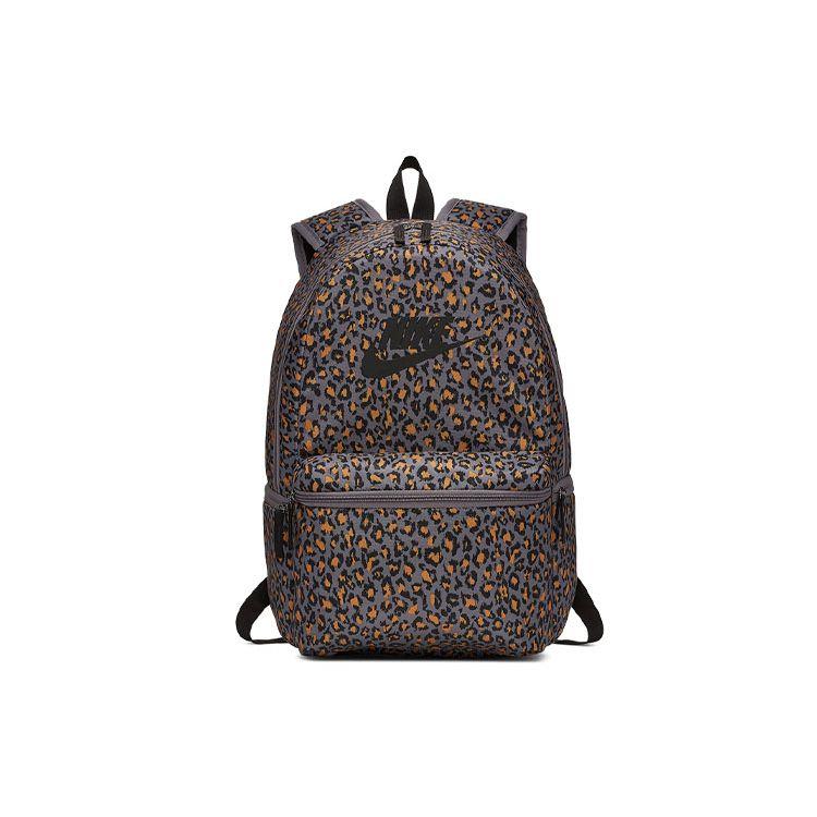 Nike Sports Backpack Polyester Bookbag Double Shoulder Bag Regular Unisex Couple Leopard Print Unisex backpacks BA5761-056 Leopard Print
