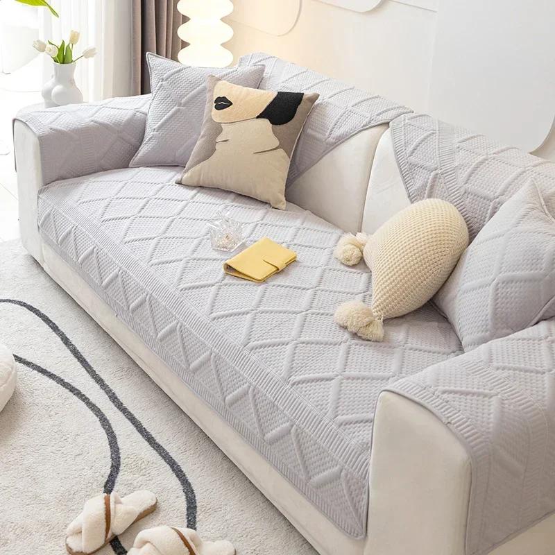 Thicken Cotton Sofa Cover for Living Room Non-slip Sofa Towel Couch Cushion L Shaped Couch Mat Seat Pad Couch Covers for Sofas