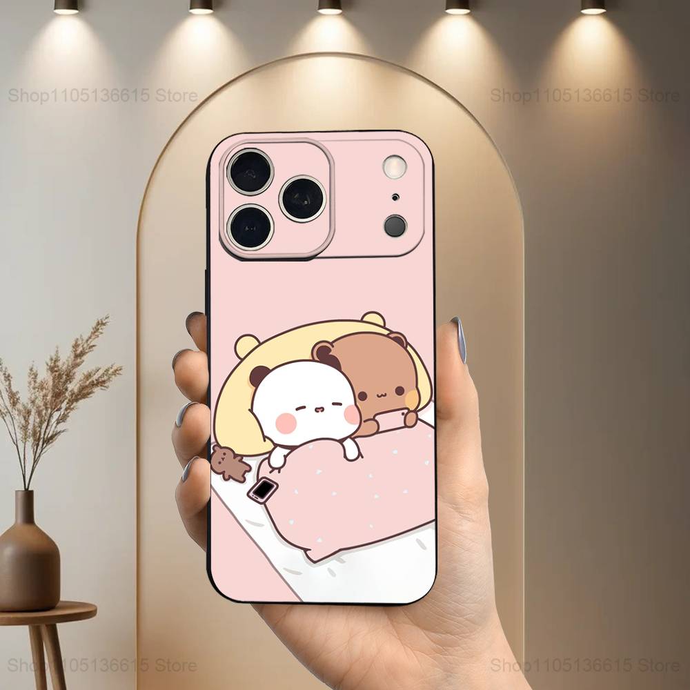 Cute B-BuBu D-DuDu Phone Case For iPhone 17,16,15,14,13,12,11,Plus,Pro Max,XS,X,XR,SE,Mini,8,7,Soft Silicone Black Cover iPhone15PRO