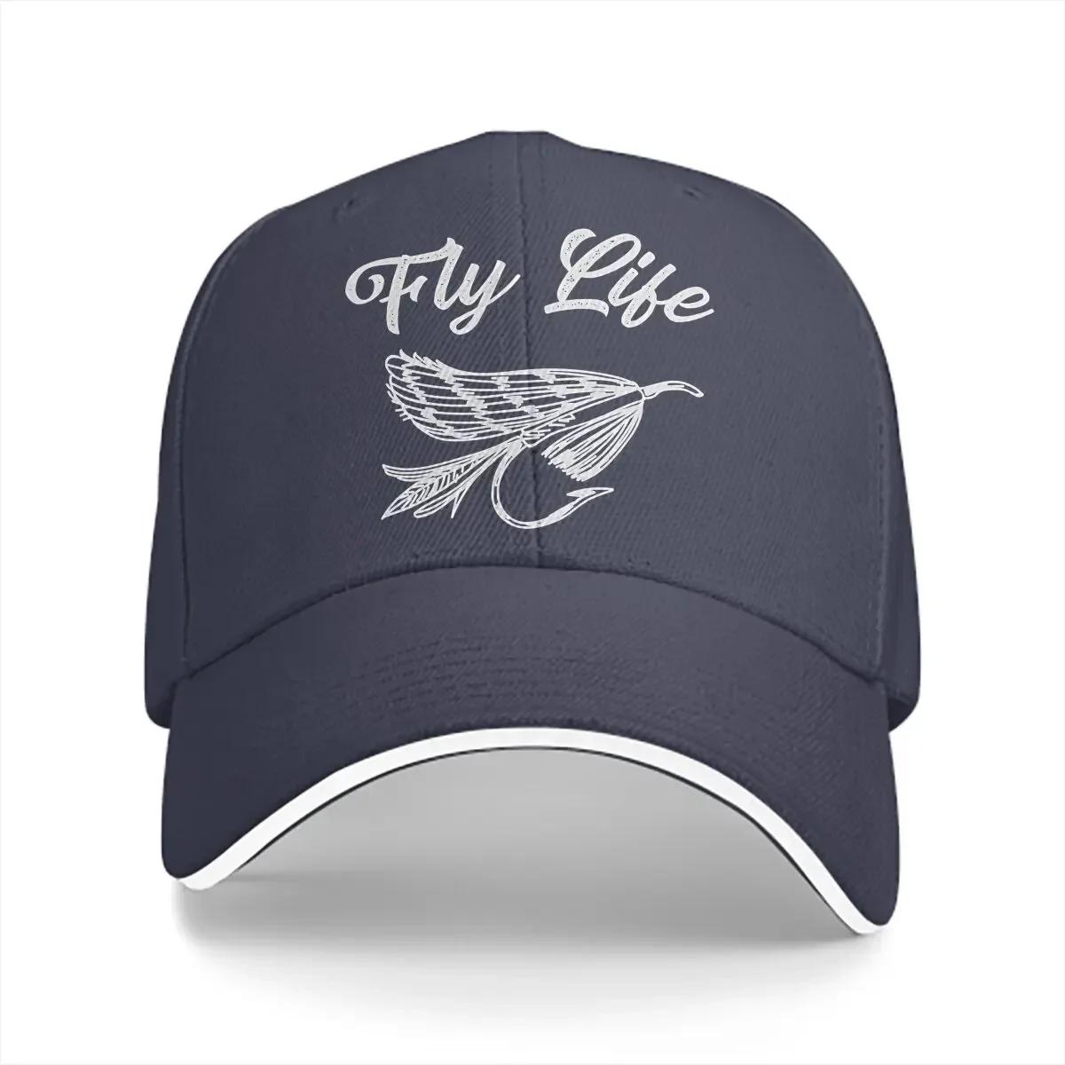 

Washed Unisexs Baseball Cap Fly Life Trucker Snapback Caps Dad Hat Fly Fishing Golf Hats One Size