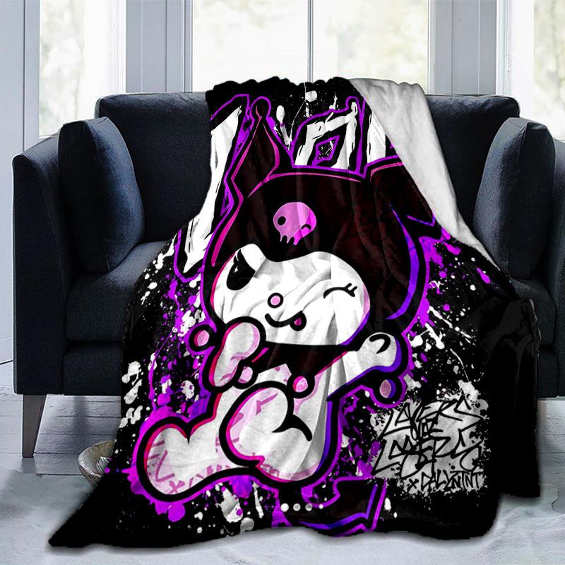 1pc Kuromi Skull Crown Blanket, Soft Warm Throw Blanket for Home Decor, Living Room, Travel, Camping, Car Blankets, Beach, Office Naps, Gift Idea for