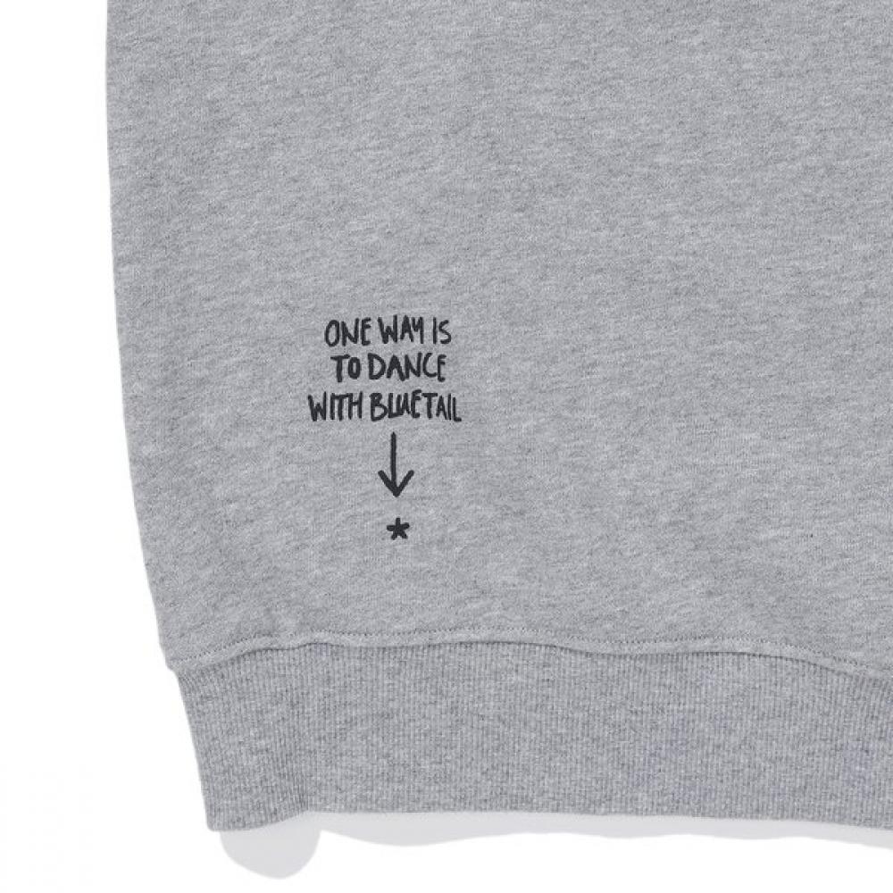 Bluetail Melange Gray Shoulder Slit Sweatshirt Aaa2ts08mg