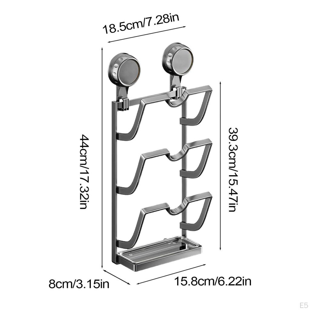 Pot Lid Organizer 3 Tier Kitchen Storage Unique No Drill Easy Installation with Strong Suction Cups
