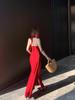 French Style Elegant Halter Neck Women's Dress with High Waist Slit – Summer 2026 Collection