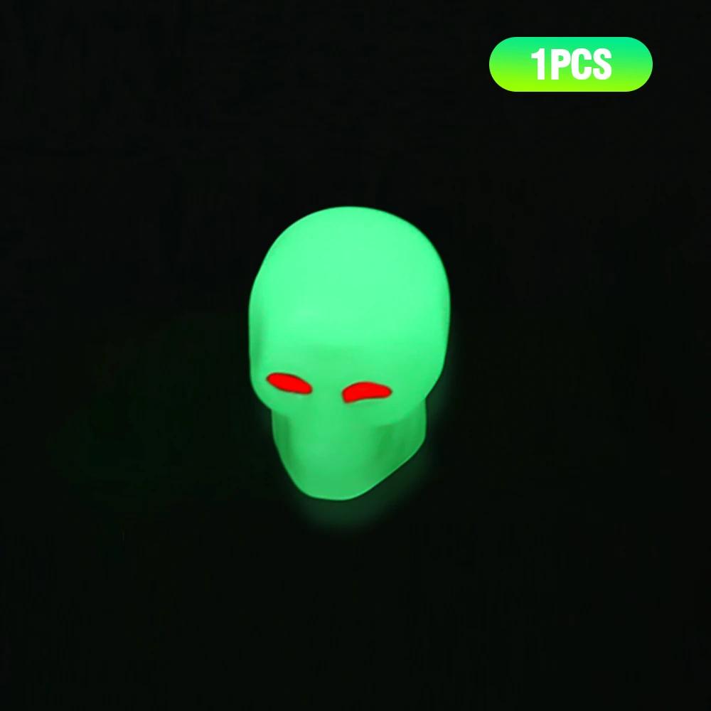 Колпачки для автомобильных шин, флуоресцентная черепная голова, автомобильный мотоцикл, велосипед, декоративная крышка для форсунки, светящаяся в ночи, аксессуары для колпачков колес