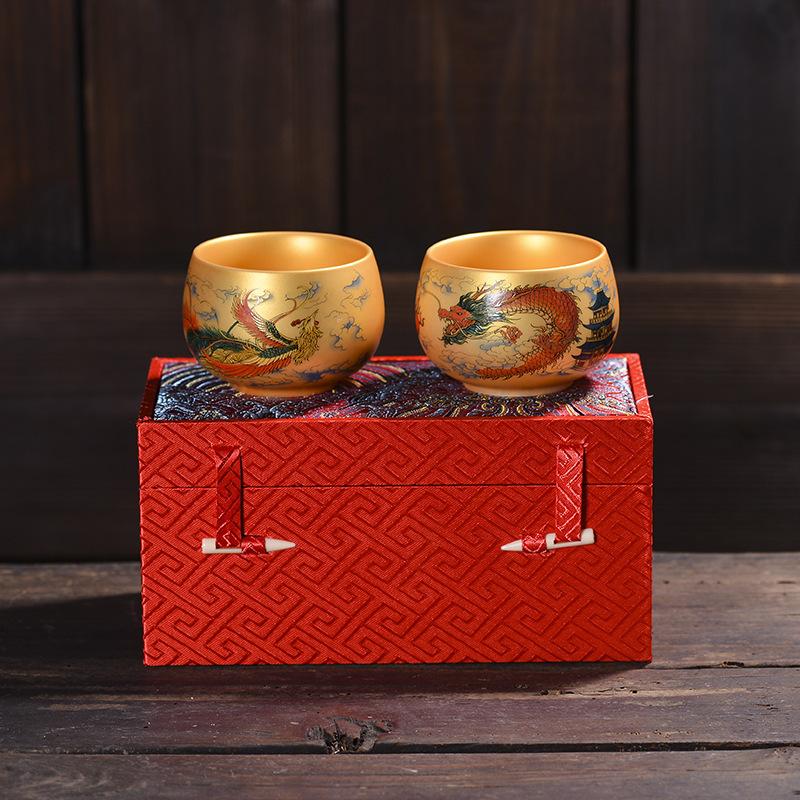 Gilded Cup Enamel Blue and White Tea Cup Personal Cup Master Cup Purple Clay Jian Zhan Master Liu Guolan