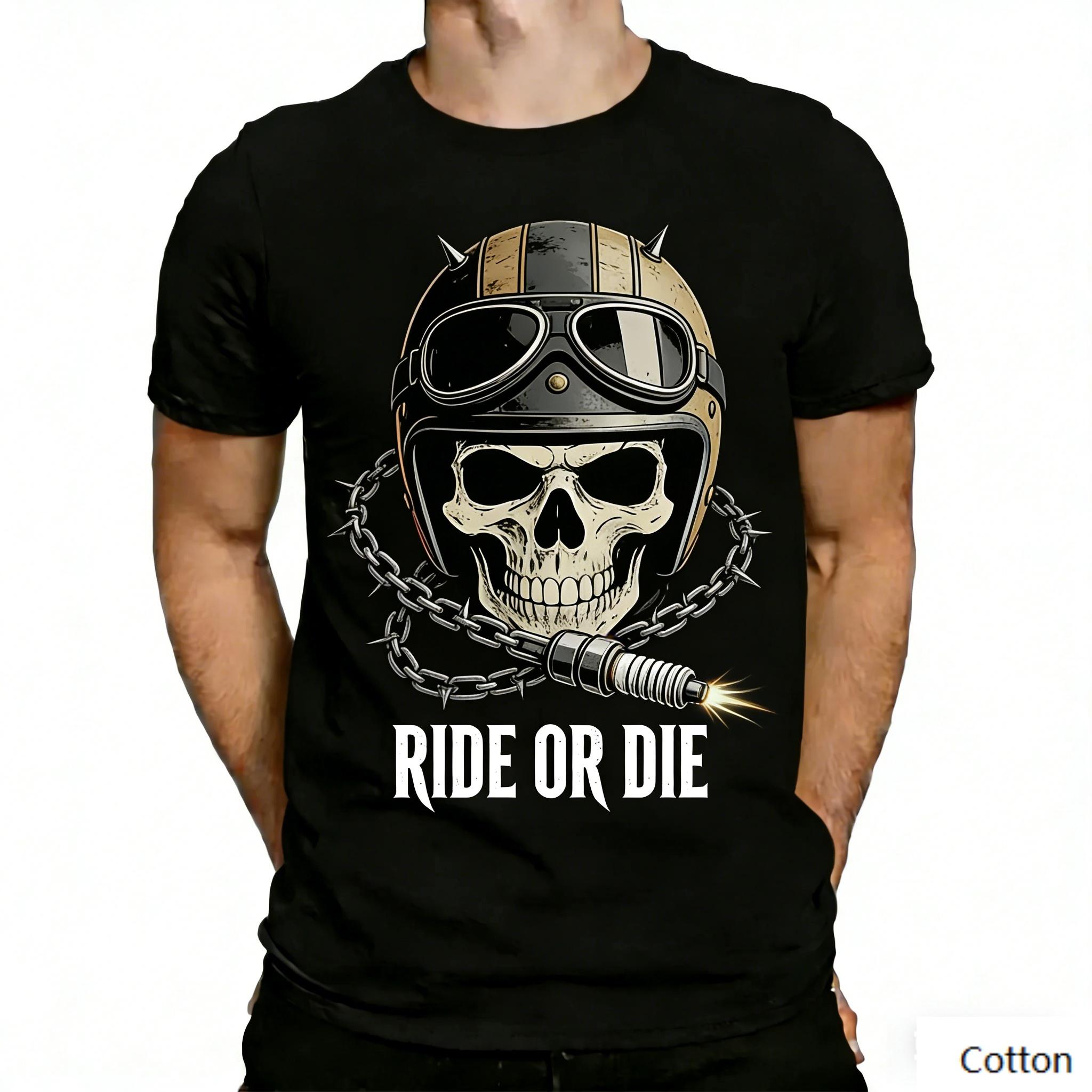 Edgy Biker Gothic Style Black Cotton T-Shirt, Bold Skeleton Chain Print, Casual Oversized Unisex Short Sleeve Tee S разноцветный