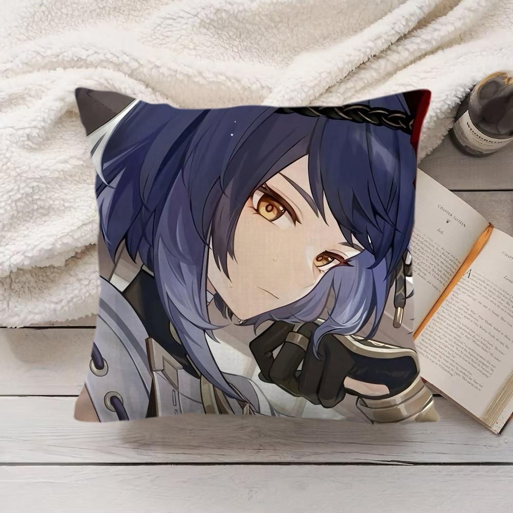 Kujo Sara Genshin Impact Cushion Cover Silky Short Plush Invisible Zipper Dustproof Sofa Pillow Case For Home Decor