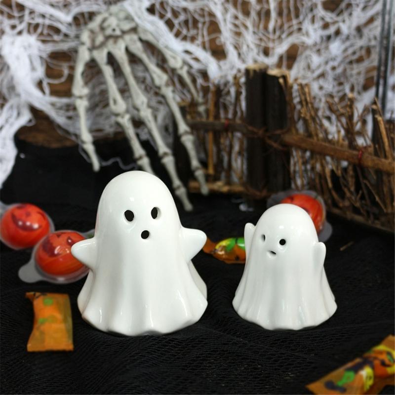 Friendly Ceramic Ghosty Statue Halloween Decoration Handmade Sculpture For Home Decoration