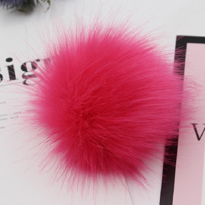 

Diy 47inch Faux Raccoon Fur Pom Poms Ball For Knitting Beanie Hats Accessories Rose Red