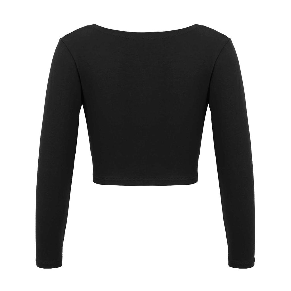 Mädchen Langarm V-Ausschnitt Knoten vorne Einfarbig Tanzjacke Langarm Warmes Ballettanzug