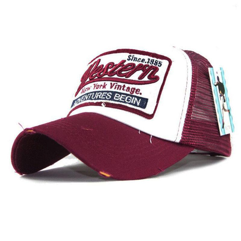 New 3D Embroidered Western Mesh Baseball Cap Cotton Baseball Cap Men's Splicing Baseball Cap Korean