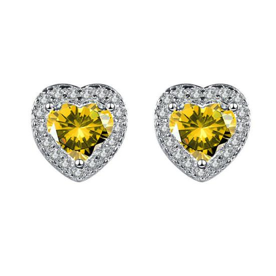 Heart Shape Earrings Full Diamond Effect Micro-Setting Love Zirconia Stud Earrings Romantic Jewelry for Women Girls Everyday Wear Anniversary Gift