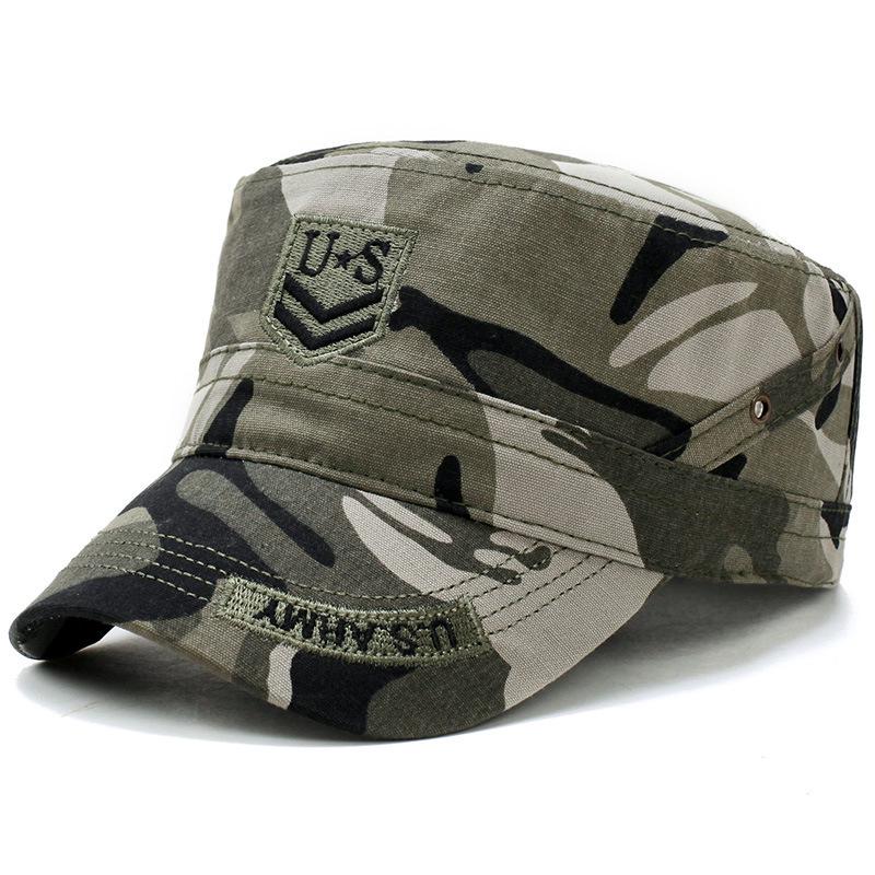 Korean Style Men's Camouflage Embroidered Sun Hat - Outdoor Flat Top for Spring & Autumn