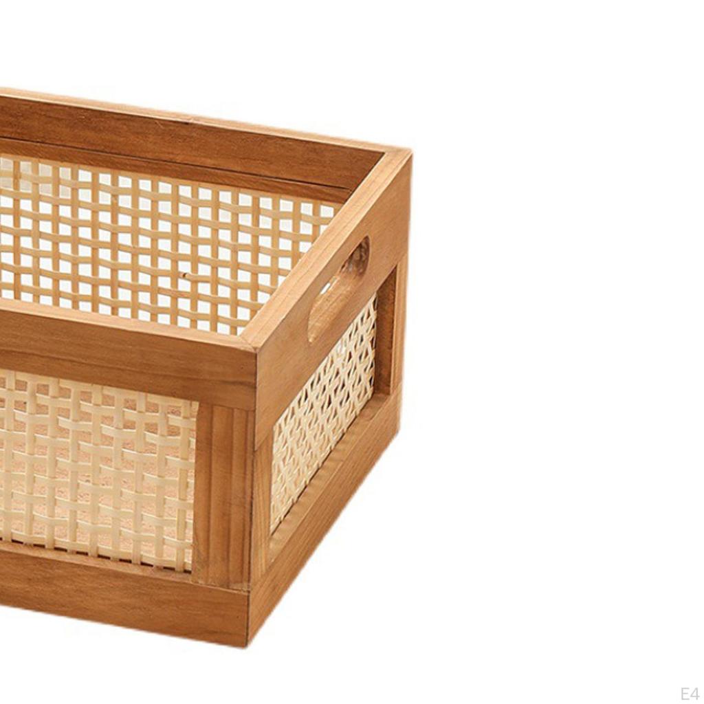 Bamboo Storage Basket Desktop Sundries Organizer for Towels Table Home Decor S