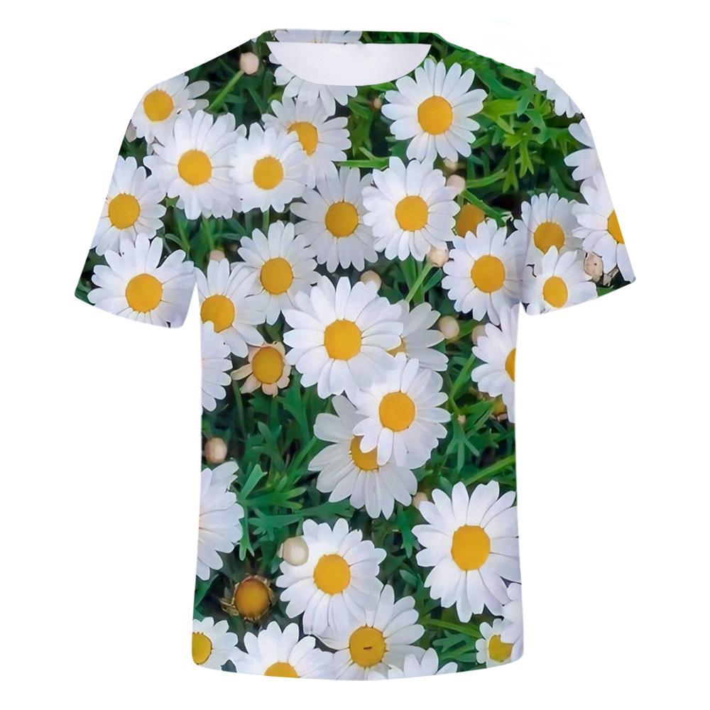 Rose Flower T-Shirts Floral 3D Print Men Women Hip Hop O-Neck Short Sleeve T Shirt Oversized Harajuku Y2k Tops Tees Kid Clothing
