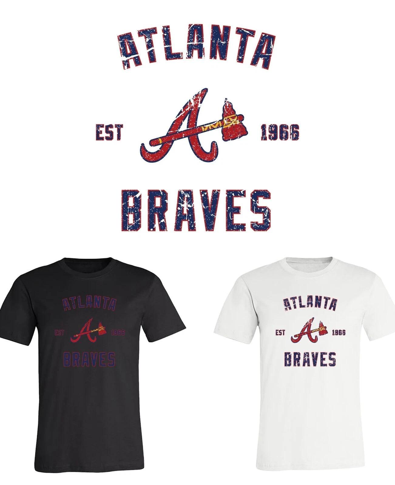 Atlanta Braves Est Distressed logo T-Shirt Sizes Youth-Adult 6XL FAST Ship! 3XL