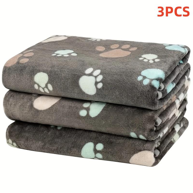 

3PCS Soft Flannel Fleece Cat Dog Blanket Bed Mats Paw Foot Print Warm Pet Blanket Sleeping Beds Cover Mat For Pets Supplies S 60X40CM сірий
