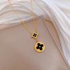 Rhombus Clover Temperament Personality Minimalist Furnace Real Gold Female Collarbone Necklace