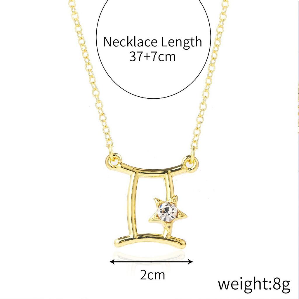 Source Twelve Constellation Necklace 12 Constellation Alloy Diamond-encrusted Rhinestone Collarbone Chain, Spot